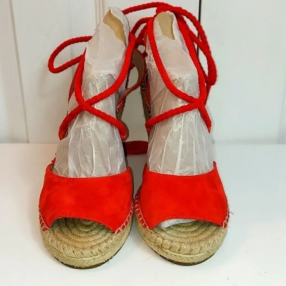 Joie Phyllis Suede Lace-Up Wedge Espadrille Sandal